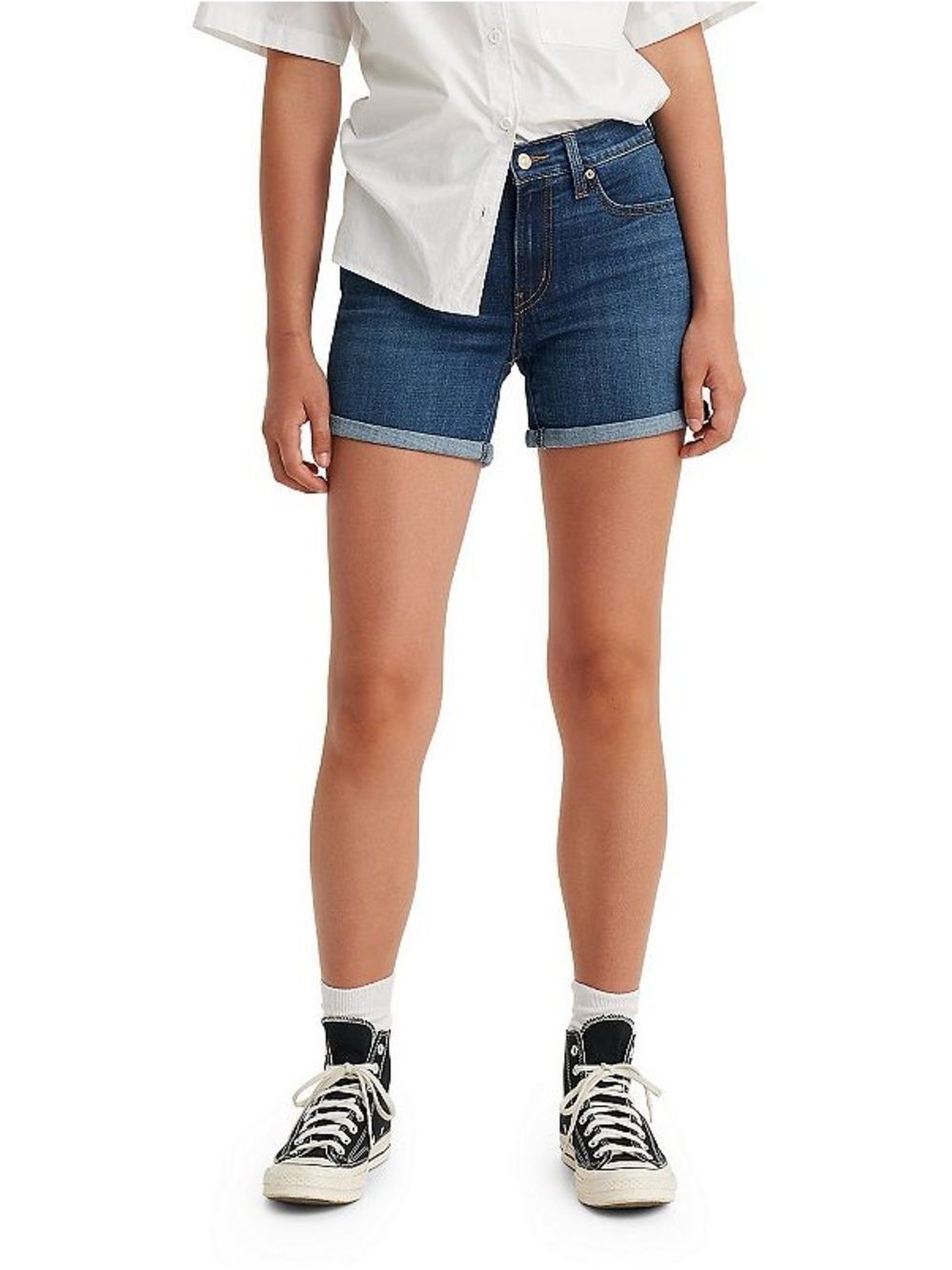 Levi's Indigo Blue Rolled Hem Jean Shorts